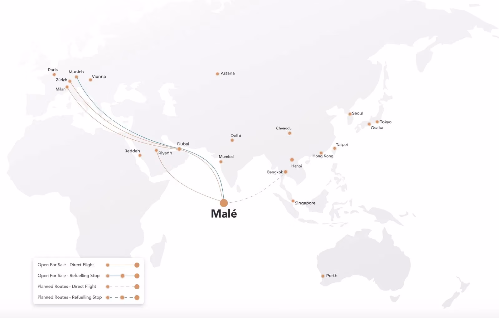 BeOnd Airlines route map