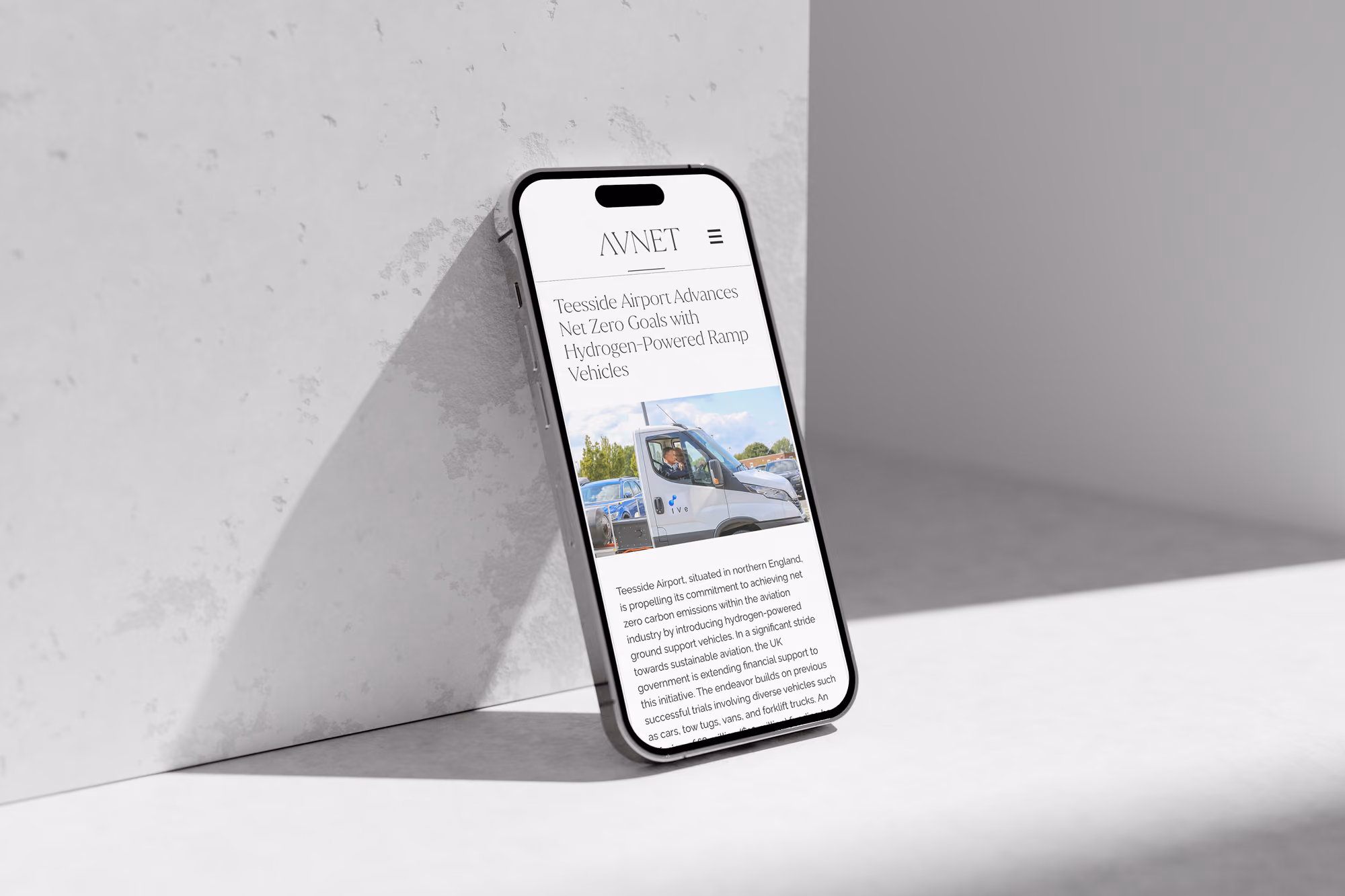 The AVNET website on a phone